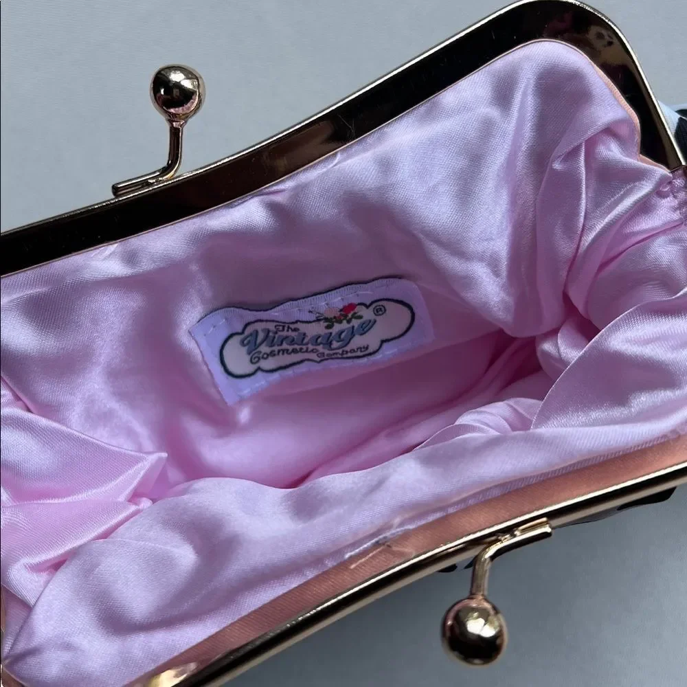 The Vintage Cosmetic Company Kiss Lock Leopard Print Cosmetic Bag